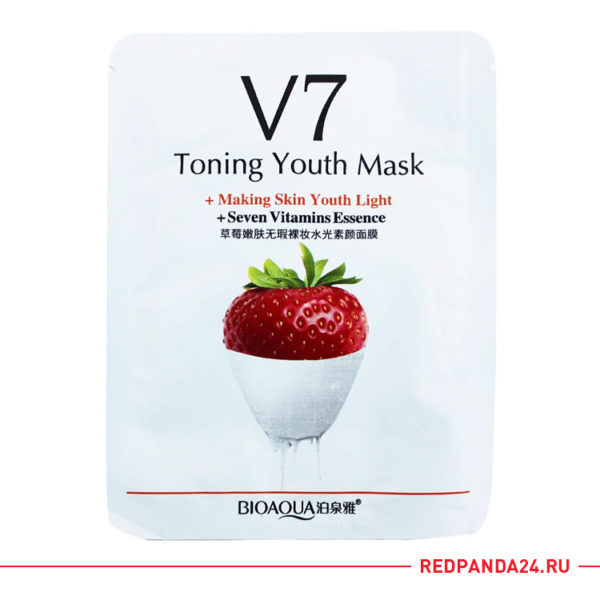 Тканевая маска с клубникой V7 Bioaqua